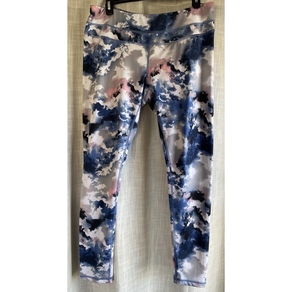 Lucy  Yoga/Activewear Pants In Cloud  Blue White And Pink Women's XL